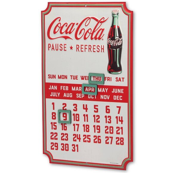Retro Vintage Style Coca-Cola Metal Perpetual Calendar Sign Wall Decor For Home - Picture 5 of 6